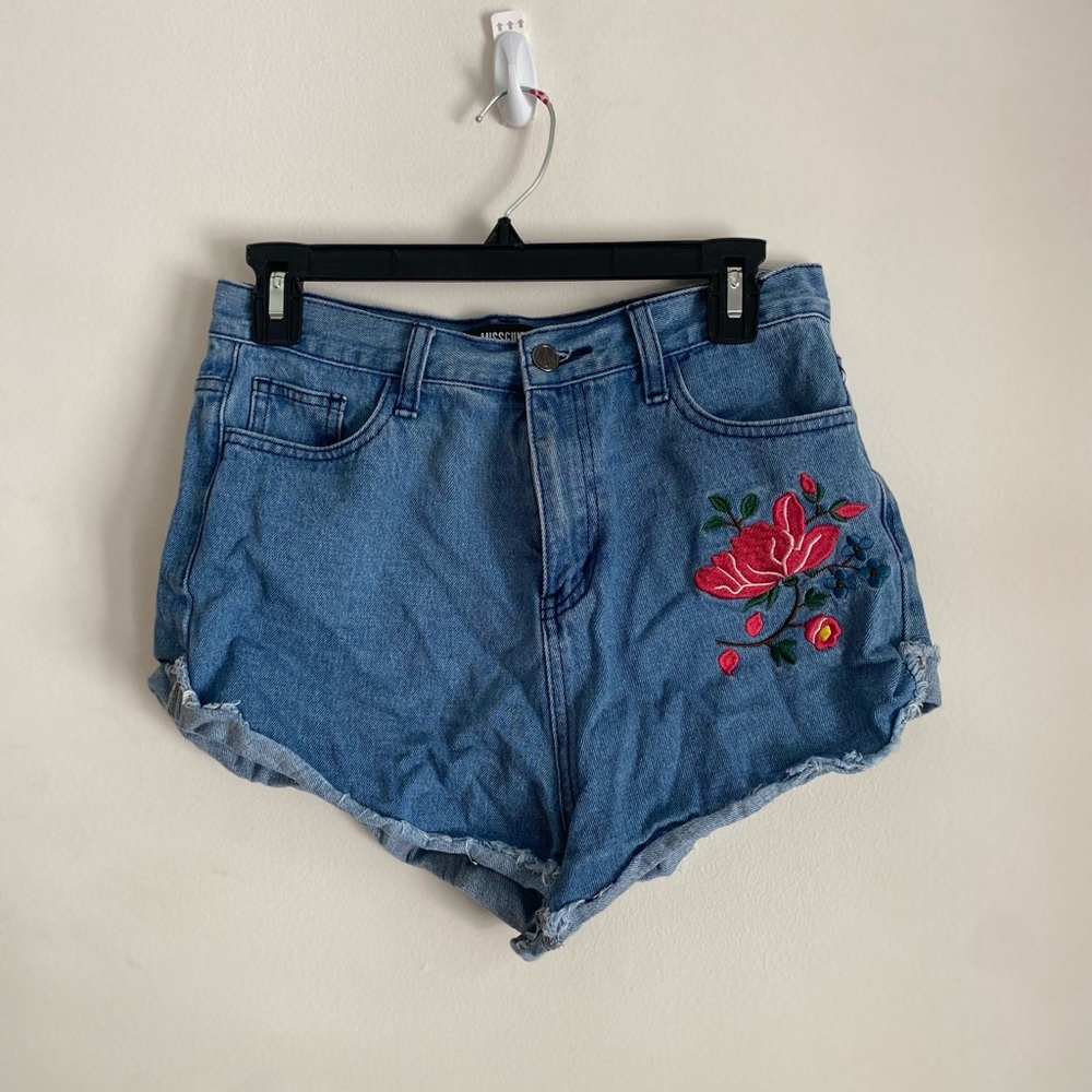Embroidered Jean Shorts